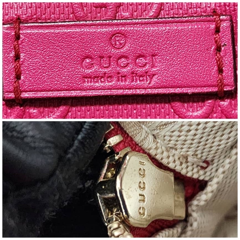 Authentic GUCCI Bright Diamante Textured Leather Top Handle Bag Pink - Picture 13 of 16
